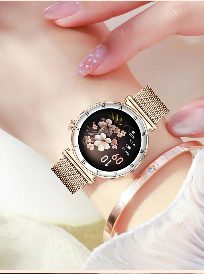 LIGE New 1.19inch AMOLED Fashion Ladies Smart Watch Bluetooth Call Sports Bracelet Women’s Health Waterproof Diamond Smartwatch