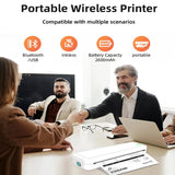 Wireless A4 ink free mini portable thermal printer, suitable for mobile phones and laptops, supports mobile printing