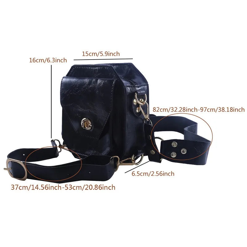 Punk Retro PU Waist Bag Casual Small Square Hip Packs For women's Crossbody Cross Multi-function Outdoor Leg Phone Pouch NEW