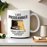 1pc Funny Programmer Cat Ceramic Mug – "I Am a Programmer" Double-Sided Design, Perfect Gift for Computer Coders, Coffee & Tea C