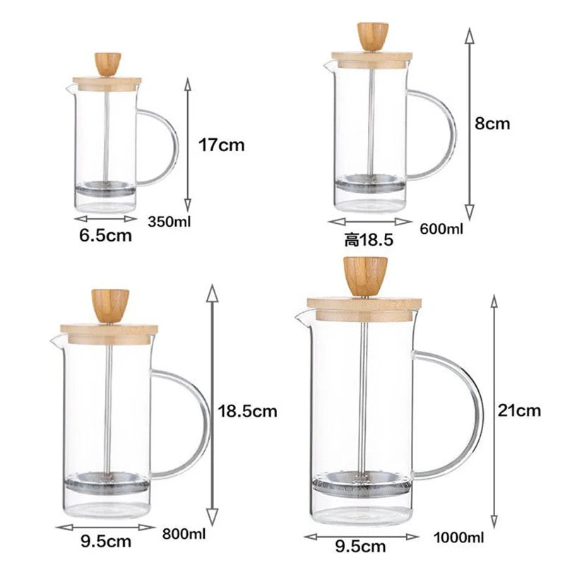 Coffee French Press Pot With Filter high borosilicate glass Hand Punch Coffee Pot Multifunctional Brewings Tea Milk Pot Tools