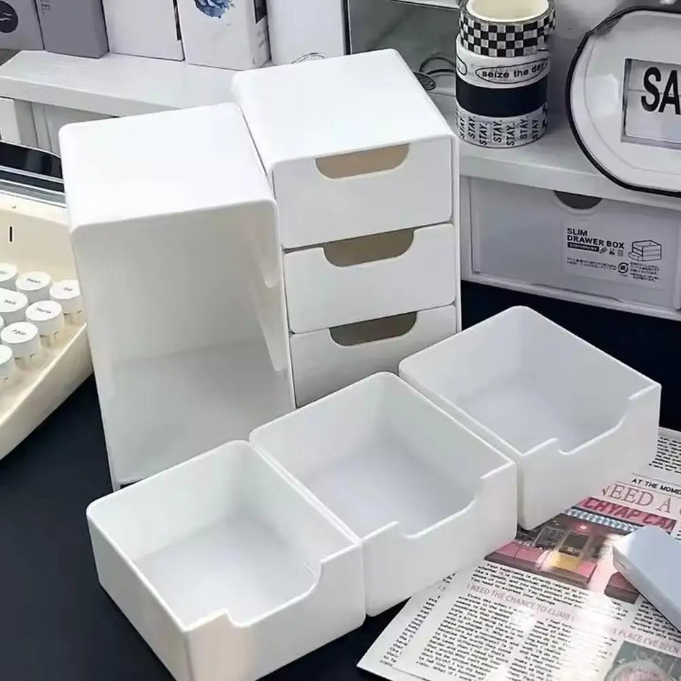 Mini Storage Box Small Drawer Storage Box Layered Grid Drawer Style Storage Box Tier Desk Organizer With Drawers