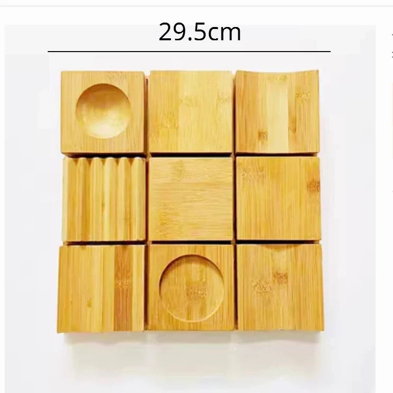 Creative Jiugongge Molecular Cuisine Western Restaurant Plate Dessert Wooden Tableware Restaurant Dim Sum Plate Barbecue Plate