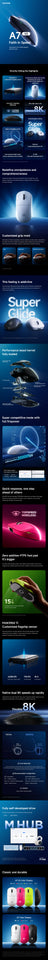 NEW MCHOSE A7 V2 E-sports mouse wireless Bluetooth tri-mode Ergonomics lightweight 8K gaming mice Customized PC accessory gifts