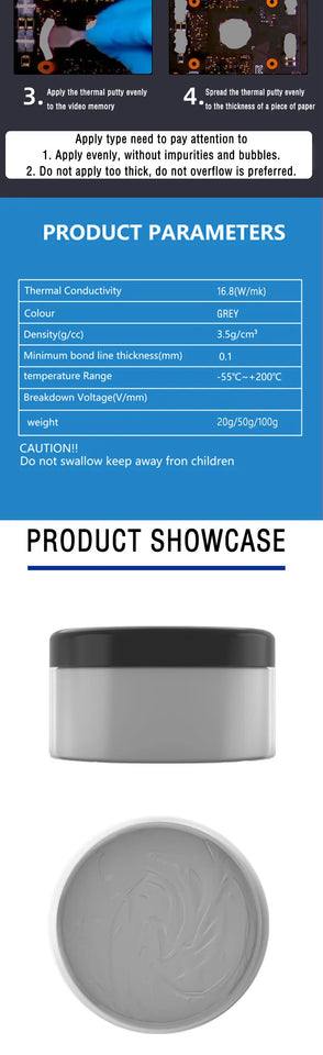 UTP-8 Thermal Putty Extreme For VGA GPU IC Processor Rapid Cooling Thermal Pad Replacement Heat Blocking Putty High Performance