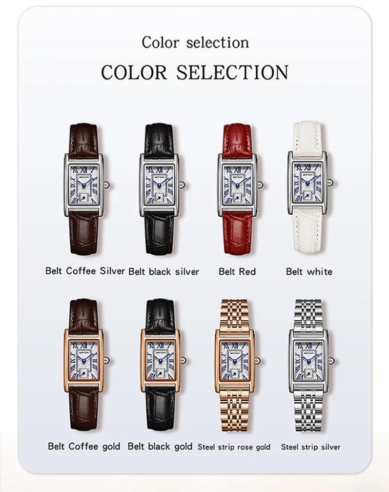 Sanda 1116 New Fashion Elegant Women's Analog Quartz Watch, Rectangle Dial, Water Resistant Business Wristwatch