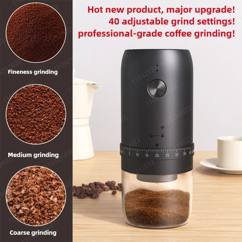 Electric Coffee Bean Grinder Portable 40 Gears External Adjustable Home Coffee Grinder Rechargeable Grinders Coffee Machine Gift