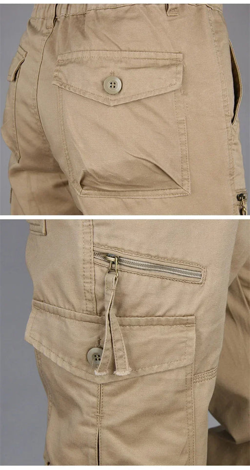 Camping Hiking Pants Men Cargo   Cotton Overalls Straight  Trousers Multi-Pocket Baggy  Slacks Pants