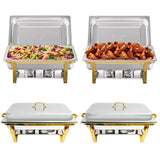 2/4Pack Chafing Dish Set Stainless Steel 316 Gold Rectangular Buffet Warmer for Hotel Catering Parties Weddings Outdoors