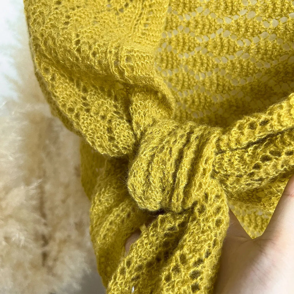 Korean Hollow Out Knitted Shawl Summer Air Conditioning Fake Collar Neck Guard Knit Thin Knotted Cape Shoulder Scarf For Women