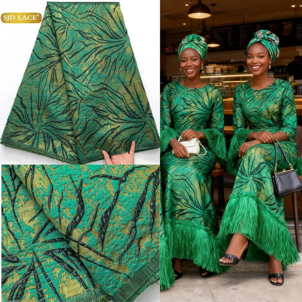 SJD LACE African French Tulle Brocade Lace Fabrics Damask Lace 2026 Latest Nigerian Gilding Jacquard for Women Party Dress 4318