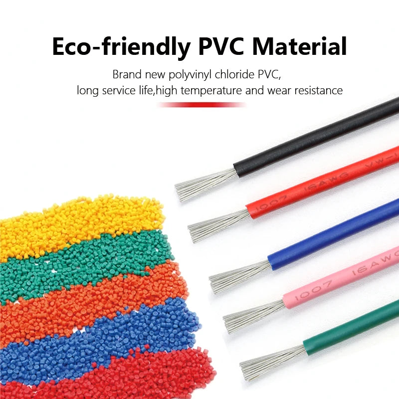 2~50m Electronic Wire UL1007 30 28 26 24 22 20 18 16AWG 300V LED Lamp Lighting Connect Line PVC Insulated Tinned Copper Cable