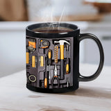 11OZ Coffee Mug Toolbox Design Wrench Pattern Mechanic Water Cup Ceramic Mechanic Mug Themed C-Shaped Handle Car Mechanic Gift