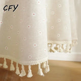 Cotton Linen Nodic Pastoral Black Peonies Black Tassel 150cm Round Tablecloth for Coffee Tables Table Cover Round Table Cloth