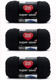 3-Pack Black Acrylic Yarn, 198g Each, Worsted Weight for Knitting Crochet Crafts