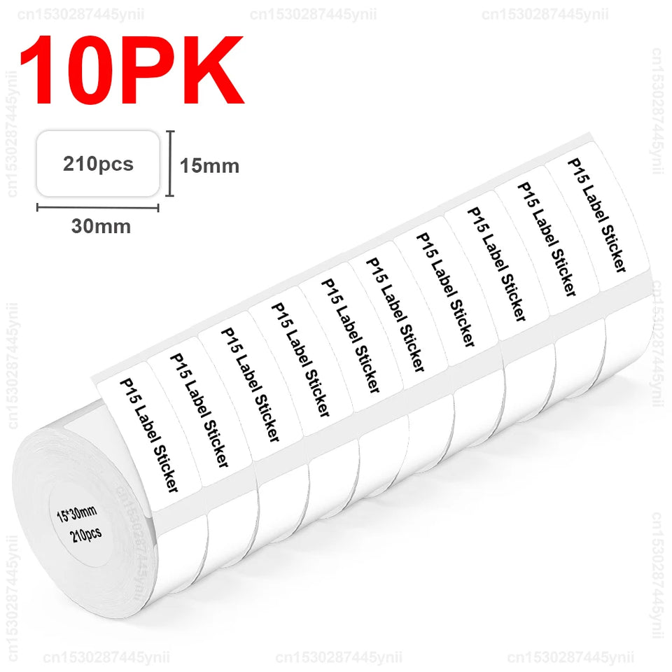 Labelwell 5/10PK P15 Thermal Label Sticker 12x40mm 15x30mm Label Tape Compatible for Marklife P15 P12 P11 L12 D30 Label Printer