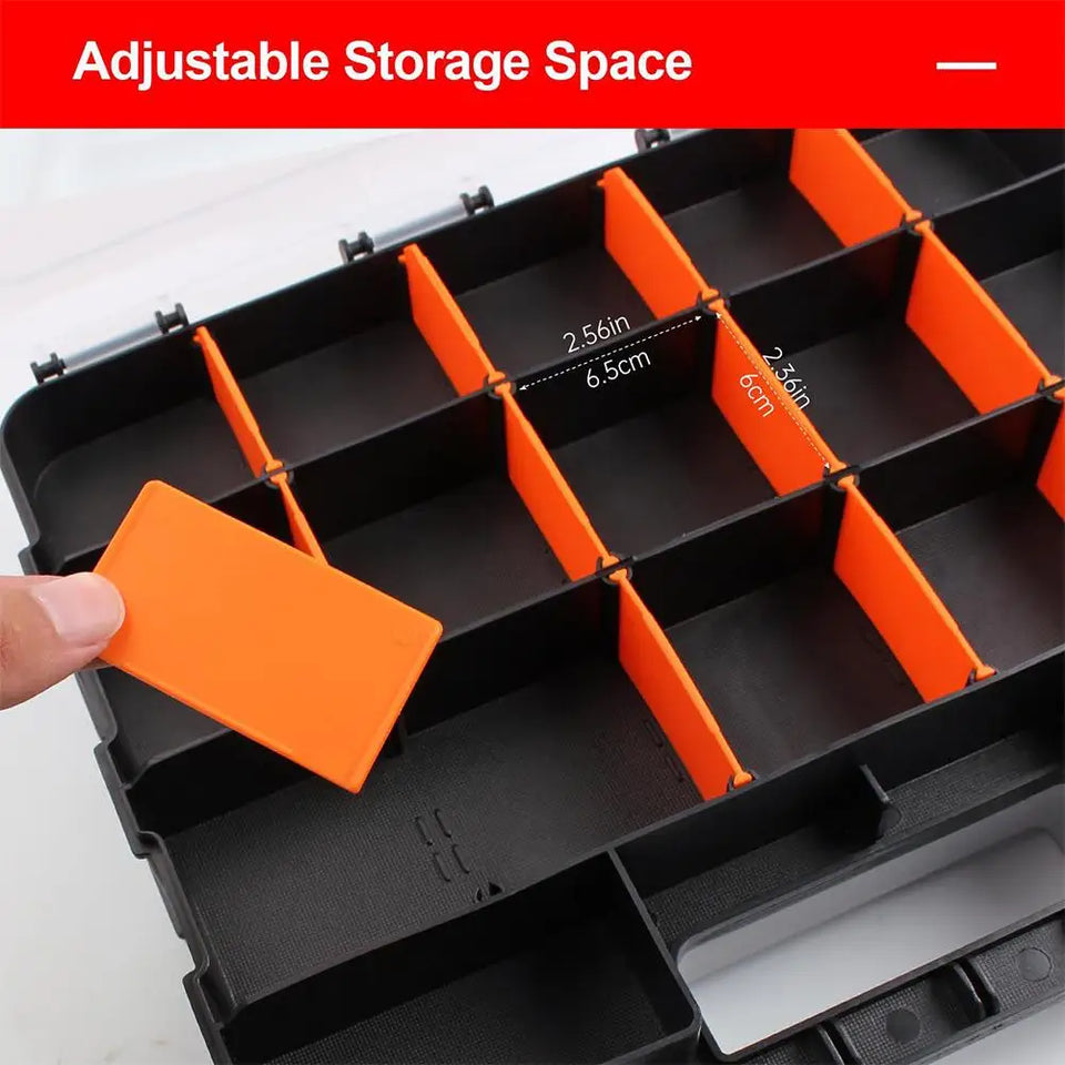 Hardware Organizer Box 34 Compartments Organizer W/ Removable Dividers Double Side Screw Organizer For Nuts, Bolts Screws Nails