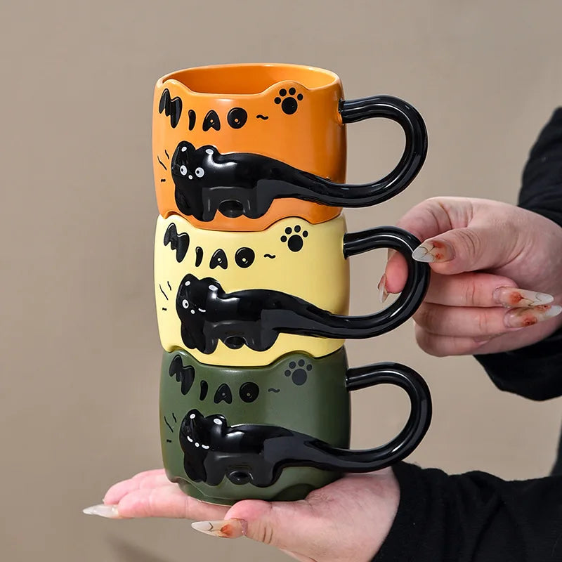 Cup Cat Stacking Cup Creative Mark Cup Drinking Cup For Guests Home Set Handle Ceramic Coffee Cup