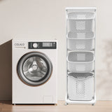 2/4 Tier Laundry Basket Cart Removable Storage Buckets Plastic Hamper with 4 Wheels White