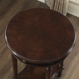 Solid Wood Sofa Side Table American Living Room round Desk European-Style Coffee Surface Casual Telephone Shelf for Entryway