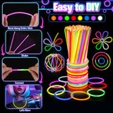 138pcs/Set Glowing Festival Party Kit - Includes 100 Glow Sticks, 12 Pairs of Neon Glasses, 20 Finger Lights, 6 Headbands, Chris