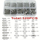 Stainless Steel Metric Screw and Nut Hex Assortment Tool Kit, M2 M2.5 M3 M4 M5 Sizes Fasteners Hardware Bolt Sets 320/700Pcs