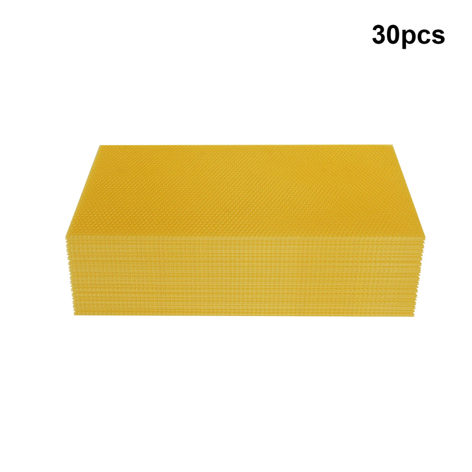 30-Pack Natural Beeswax Hive Foundations Beekeeper's Starter Kit 7.68x16.34" Beekeeping Sheets for Increased Honey Production