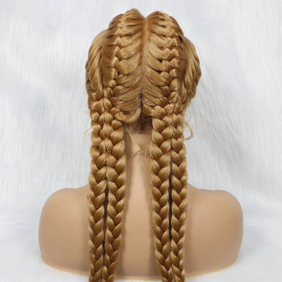 KIMA New Arrival 26 Inches Braided Wigs Synthetic Lace Front Hair Wig With Baby Hair for Black Women