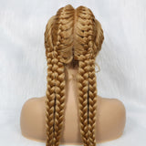 KIMA New Arrival 26 Inches Braided Wigs Synthetic Lace Front Hair Wig With Baby Hair for Black Women