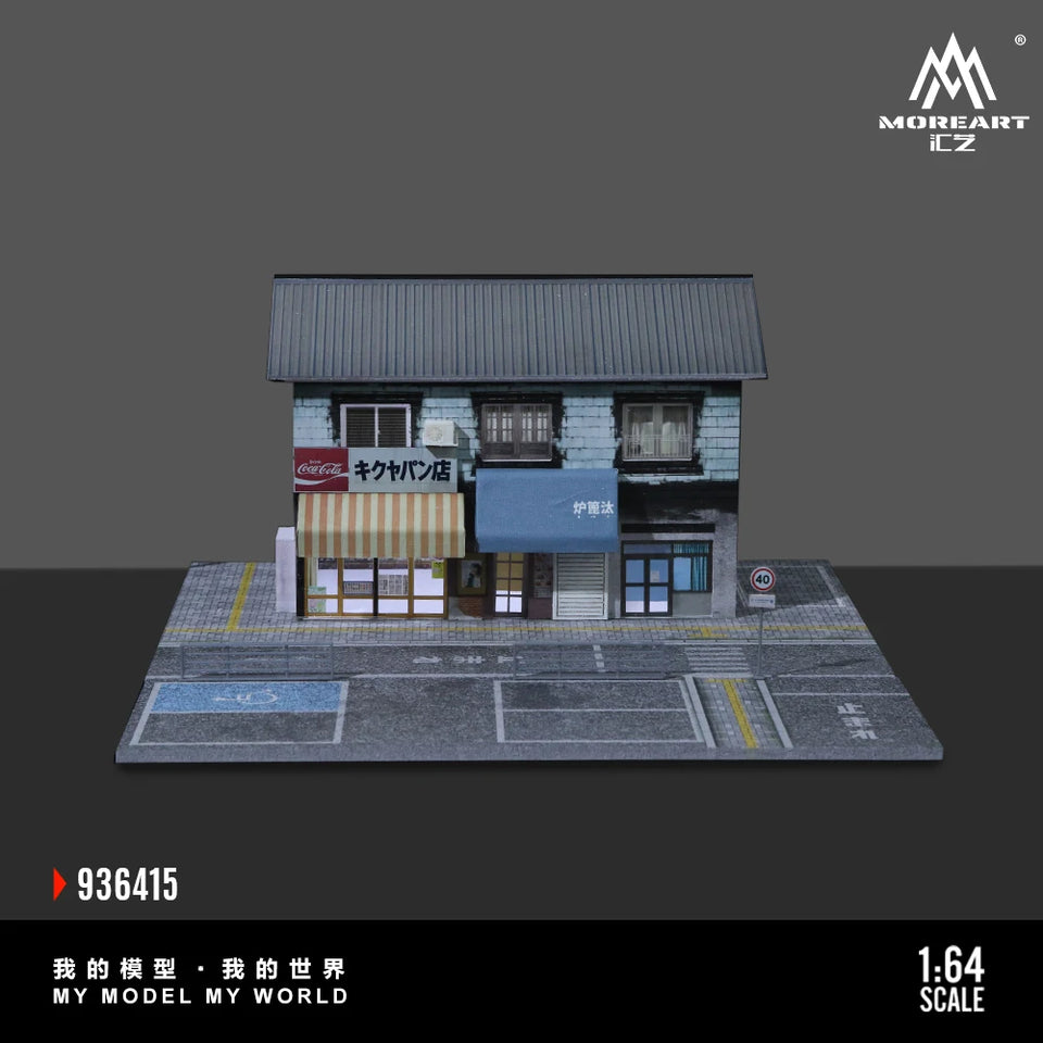 Diorama 1/64 Car Parking Lot with LED Lighting Japanese Commercial Building Model Scene Garage Display Model US