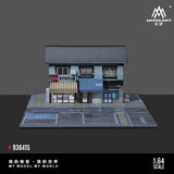 Diorama 1/64 Car Parking Lot with LED Lighting Japanese Commercial Building Model Scene Garage Display Model US