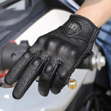 Retro Perforated Real Leather Motorcycle Gloves Moto Waterproof Gloves Motorcycle Protective Gears Motocross Gloves gift