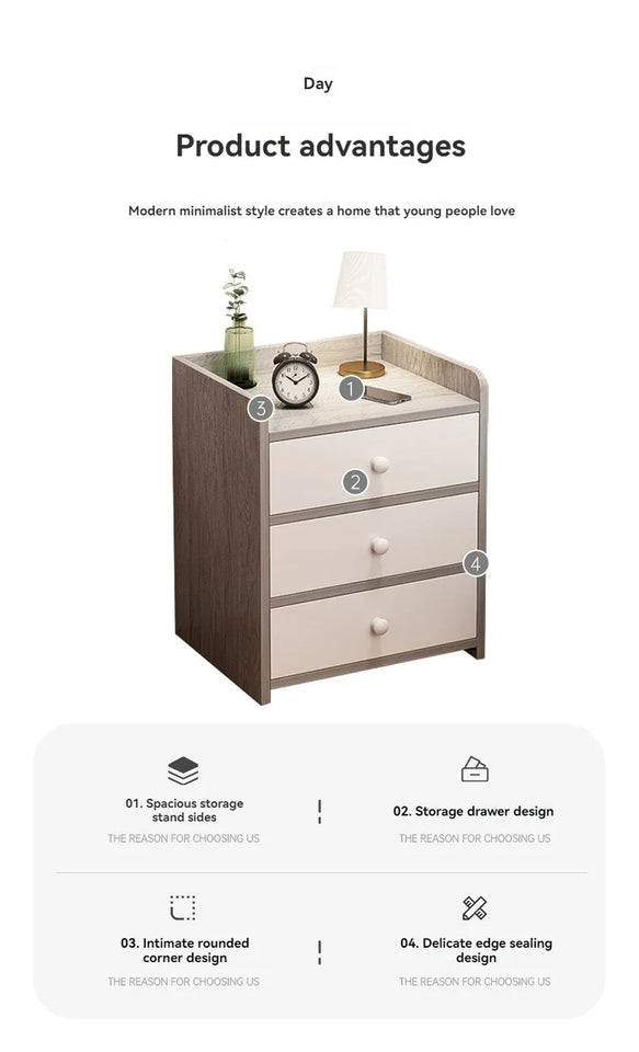 Firm Household Goods Bedside Table Modern Minimalist Bedroom Small Storage Rack Mini Storage Cabinet Bedside Storage Cabinet