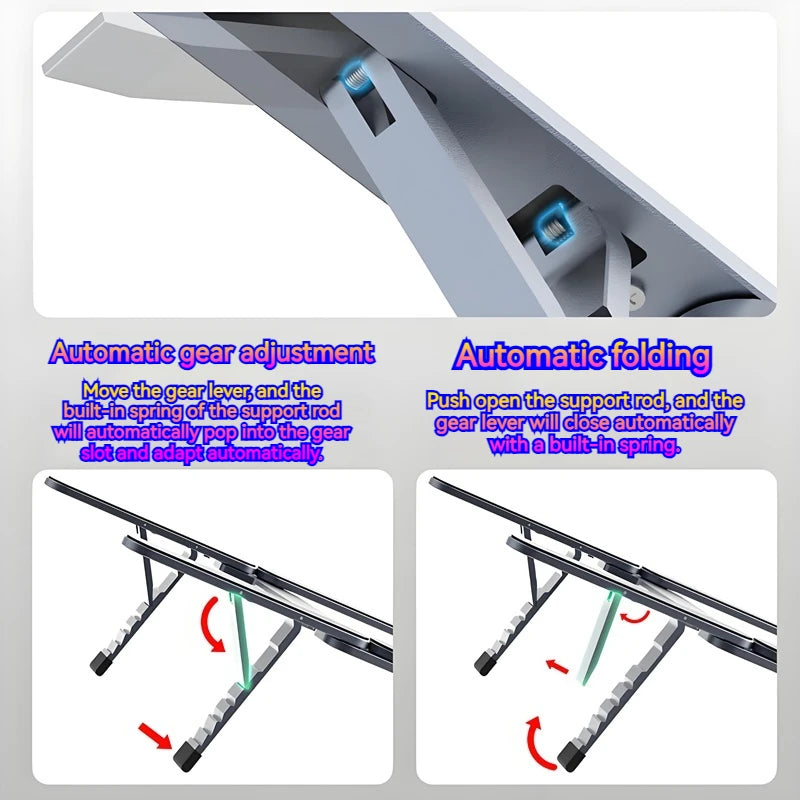Metal Mini Foldable Laptop Stand Adjustable Angle Portable Notebook Holder for 10-17 Inch Laptops Ideal for Home Office Travel