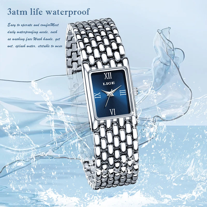 LIGE new 2025 women's watch quartz stainless steel strap women watches luxury casual waterproof retro fashion ladies watch reloj