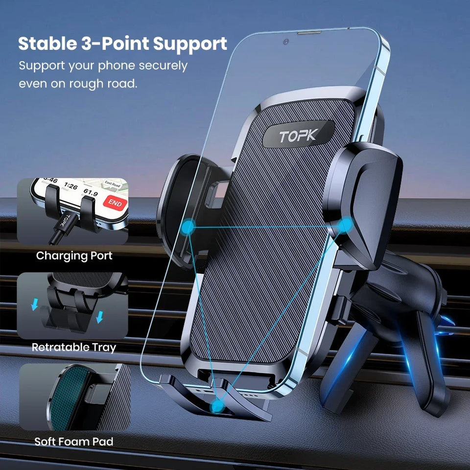 TOPK Car Phone Holder Air Vent Mount Universal Auto Gravity Mount Cell Phone Stand For All Smartphones