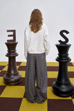 ELFSACK 2025 Winter New Arrivals Casual Loose Embroidered Plaid Long Pants For Woman