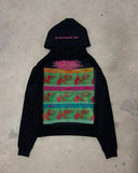 Mens Black Hooded Sweatshirt Green Head Character Graphic Red Text Print American Style Unique Creative Loose Fit Trendy Casual