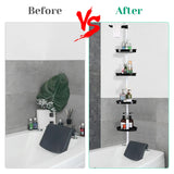 Corner Shower Caddy with Tension Pole 4-Tier Adjustable Shelves Bathroom Storage Organizer with Rubber Pad,101.6 - 122 Inch H