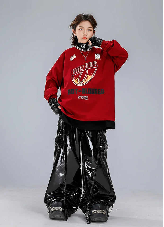 Boys Hip Hop Sweatshirt Shiny Vest Street Dance Cargo Pants Girls K-pop Clothes Set Kid Hip Hop Jazz Costume Children Streetwear
