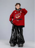 Boys Hip Hop Sweatshirt Shiny Vest Street Dance Cargo Pants Girls K-pop Clothes Set Kid Hip Hop Jazz Costume Children Streetwear