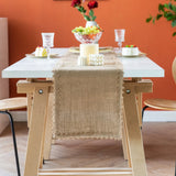 Natural Burlap Table Runner Farmhouse Jute Fabric Kitchen Coffee Tablecloths for Wedding Aisle Carpet Garden Outdoor Decorations