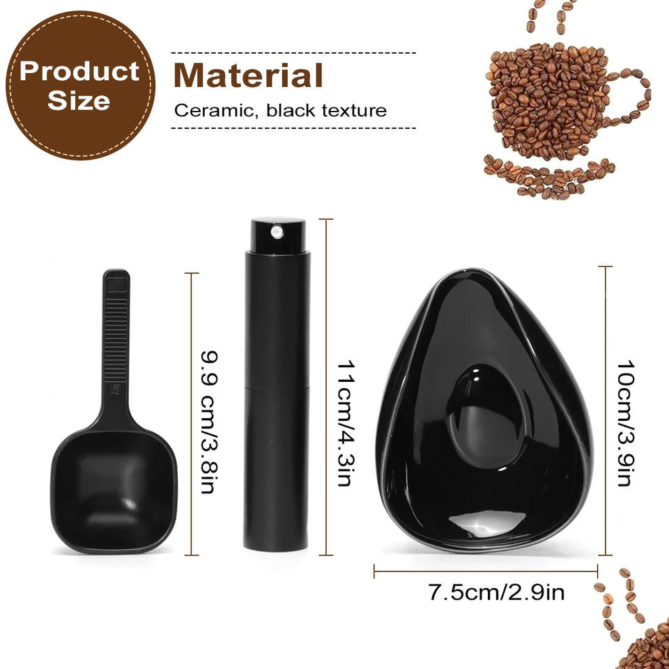 Leeseph Coffee Bean Dosing Cup and Spoon Set, Ceramic Dosing Vessel Measuring Tray Kit for Coffee or Tea,  Espresso Accessories