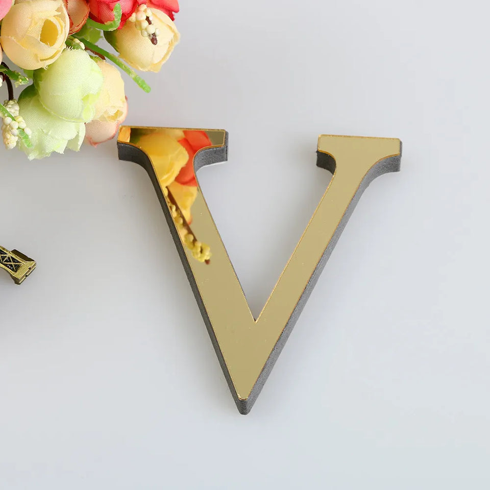 10CM 26 English Letters Wall Sticker 3D Mirror Acrylic Gold Wall Sticker Decals Self-Adhesive Home Party Decor Wall Art Mural