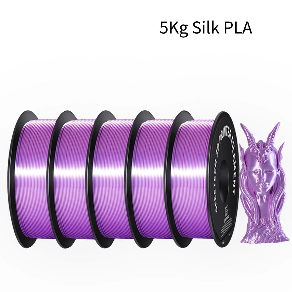 GEEETECH 5 rolls 3D Silk PLA Filament 1Kg/roll 1.75mm Spool Wire For 3D Printer Material,Safety, Vacuum packaging, special color