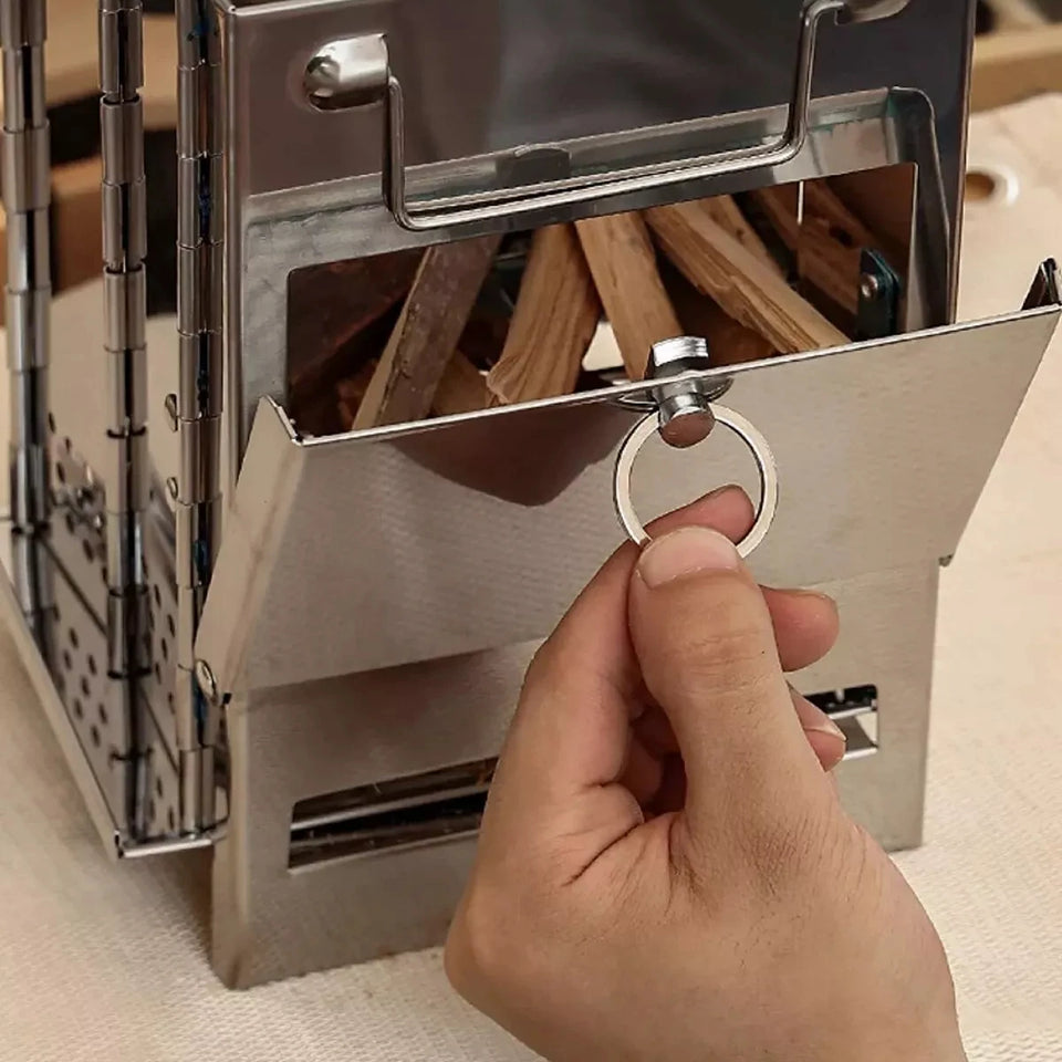 Stainless Steel Wood-burning Stove Lightweight Compact Camping Stove Portable Folding Wood Stove For Outdoor Camping Hiking