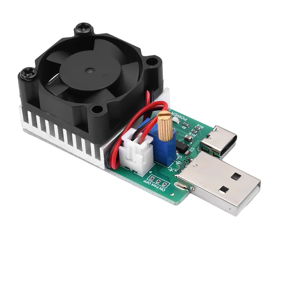 18W 22.5W Electronic Test Load Resistor USB Interface Battery Discharge Capacity Tester with Fan Adjustable Current Module Tool