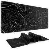 1Pcs Gaming Mouse Pad Large Keyboard Pad 31.5 x 11.8in Topographic Mouse Pad Black and White Mouse Pad for Keyboard with Anti-S