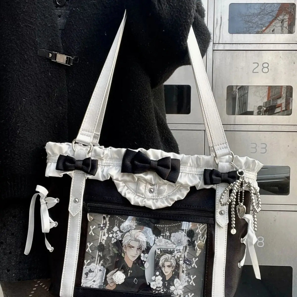 New Fashion Design for Girls Y2K Ulzzang Ita Bag Sweet Preppy Style Shoulder Bag for Women Large Capacity Ribbon Bow Tote Bag
