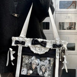 New Fashion Design for Girls Y2K Ulzzang Ita Bag Sweet Preppy Style Shoulder Bag for Women Large Capacity Ribbon Bow Tote Bag